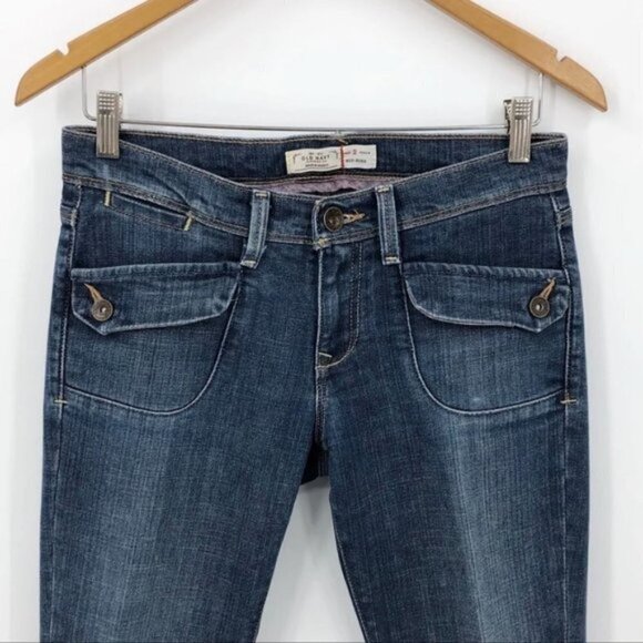 Old Navy Jeans Y2K Mid Rise Bootcut Medium Wash Blue Flap Pockets Women's Size 2 - Picture 3 of 10
